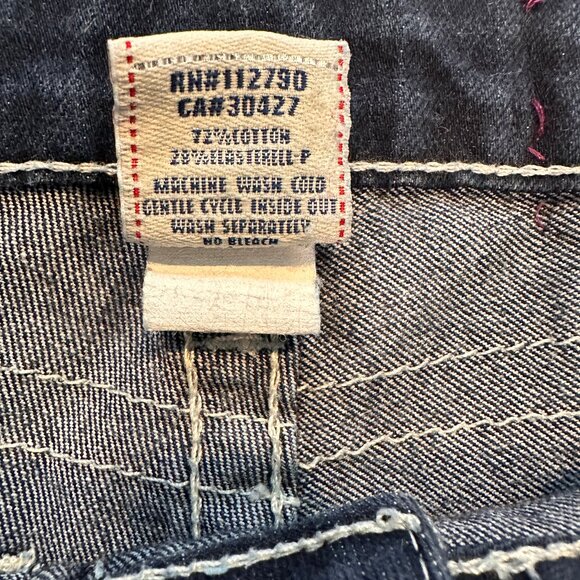 Y2K TRUE RELIGION Women’s Low Rise 90s STRETCH Shorts Frayed Hem Size 28 - Picture 5 of 7